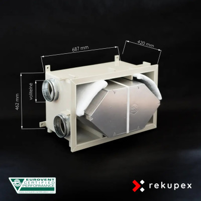 RECUBOX® OPEN RX 05/300 (abnehmbarer Wärmetauscher im Gehäuse, Wärmerückgewinnungsbox, Luftrückgewinnung, Wärmerückgewinnungsein