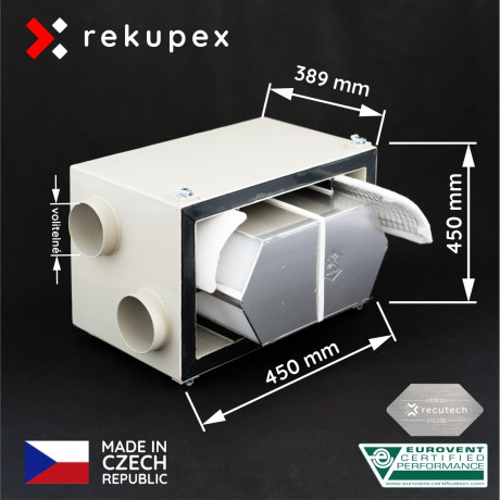 RECUBOX® OPEN RSX 03/300 – 480 m3/h. (abnehmbarer Wärmetauscher im Gehäuse, Wärmerückgewinnungsbox, Luftrückgewinnung)